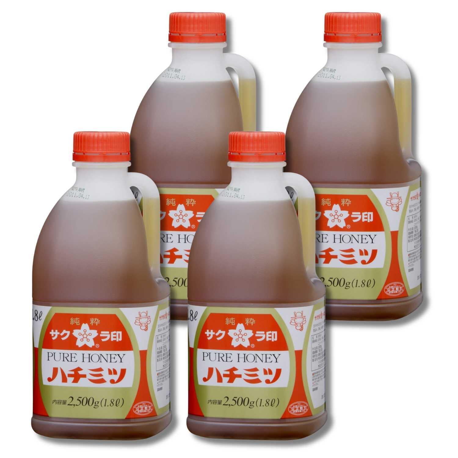 4個セット 加藤美蜂園 サクラ印 純粋ハチミツ 2500g
