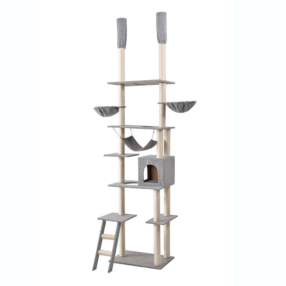 キャットタワー 突っ張り 省スペース キャット子猫 遊び道具 室内 ペット用品 ペット爪とぎ