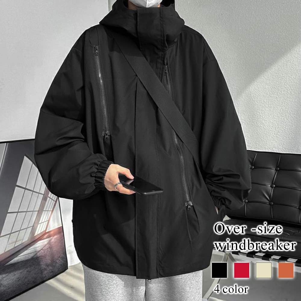 パーカー メンズ オーバーサイズウィンドブレーカー ベージュ ブランド プルオーバー ダウン 暖かい オーバーサイズ 大きいサイズ 人気 白 春 黒 厚手 ジップ 冬 おしゃれ ジップアップ アウター