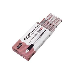 (まとめ) TANOSEE ノック式油性2色ボールペン(なめらかインク) 0.7mm 1セット(10本) 10セット