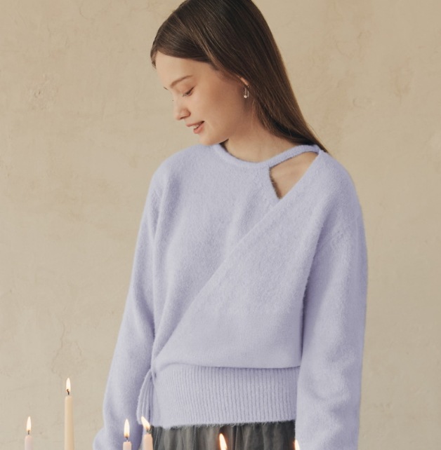 WOOL BLENDING WRAP SWEATER【韓国人気女優・キム・ユジョン着用】【全7色】ウールブレンド ラップニット 6,000円