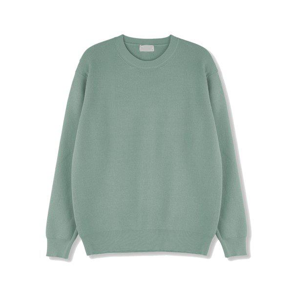 メンズ メリノ ウール ウォッシャブル ラウンド ニット SG-KN-Q028-カーキ