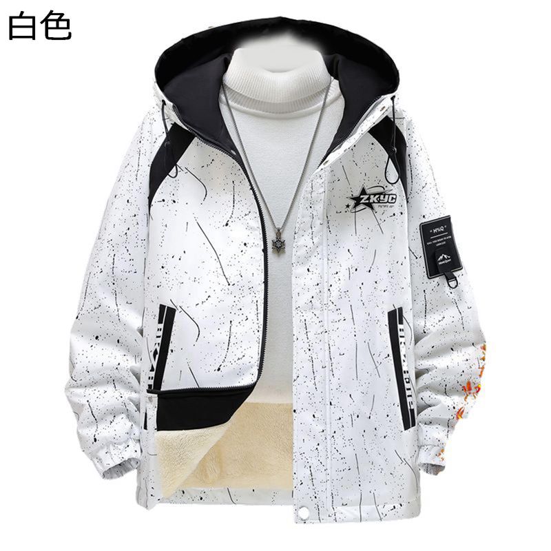 メンズ 綿入れジャケット ダウン ロングコート 冬物 裏ボア フード付き 落書き柄 ブルゾン 暖かい BIGシルエット 綿服 トップス 防寒着 防風 保温性 モコモコ 発熱 ブルゾン ビジネス 通勤