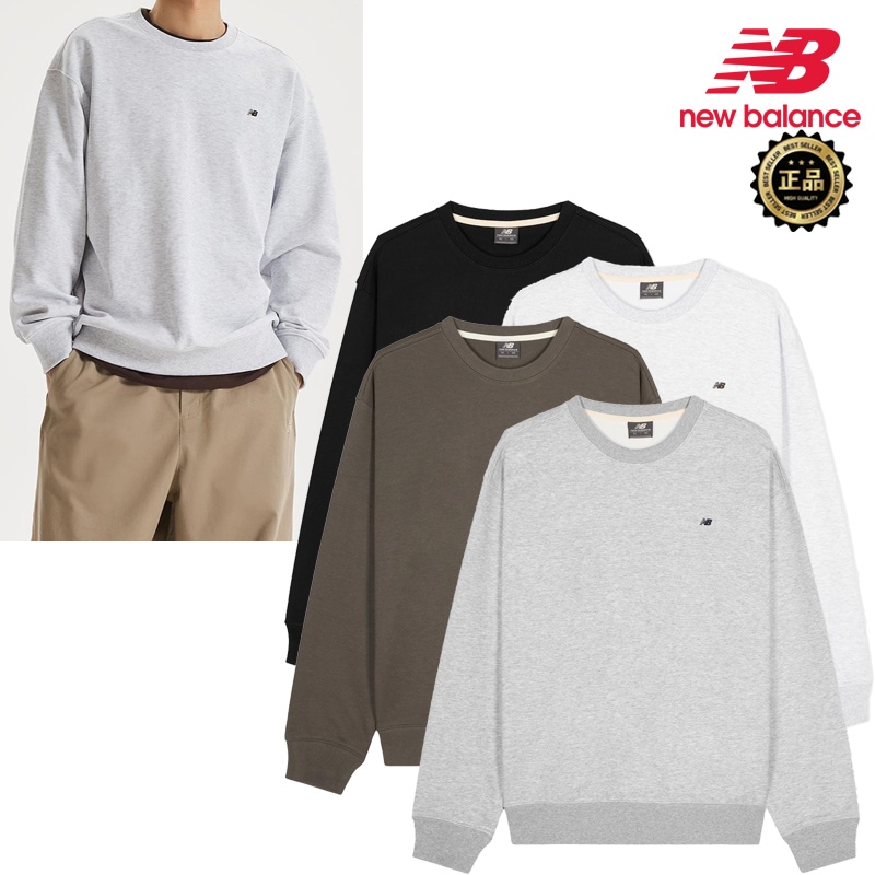 NBNCG11203 UNI Essential Small Logo Sweatshirt ワンポイント シンプル ゆったり オーバーサイズ 通勤通学 旅行 着回し コーデ提案 デニム クルーネック