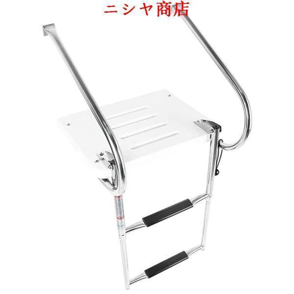 ボート用 船 梯子 2/3ステップ 折りたたみ可能 プールラダー 鋼 船内ボートラダー ペダルと スイムプラットフォーム 手すりはしご マリンボートヨット用 (