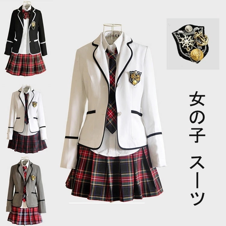 卒業式 スーツ 女の子 韓国 制服 ギフト 入学式 男の子 大きいサイズ 中学生 ジャケット 高校生 女子高生 学生 子供スーツ フォーマル 正統派 5点セット ジャケット スカート ブラウス ネクタ