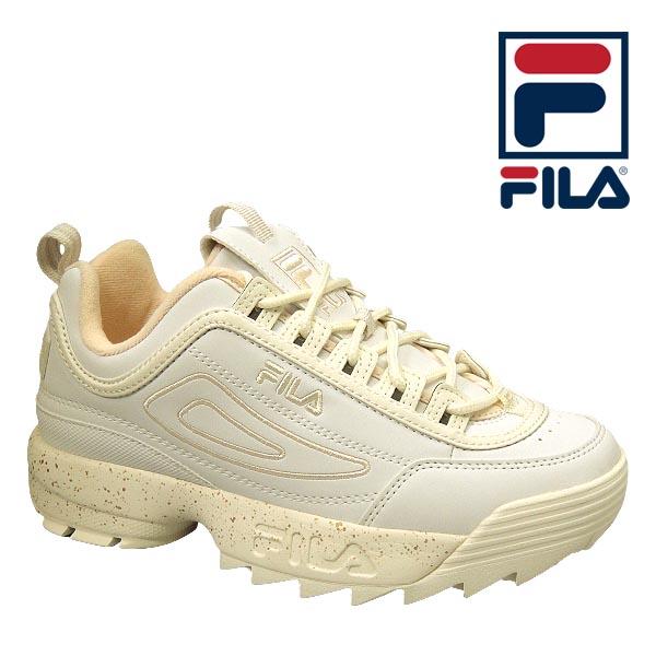 スニーカー レディース ディスラプター２ スプラッシュ ホワイト/ベージュ/ピンク FILA DISRUPTOR2 SPLASH 厚底 ダッドシューズ uss23009-121