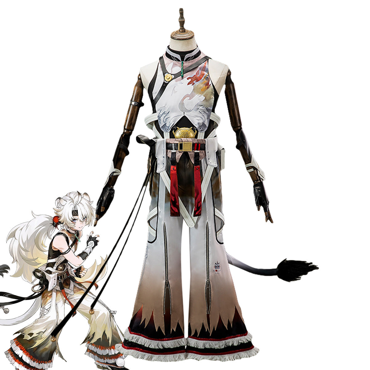 Lingyang-コスプレ衣装,セクシーなユニフォーム,オープンバックベスト,ベルボトムパンツ,アクセサリー