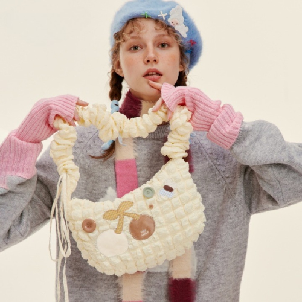 VANWALK ミニエンブロイダリークラウドバッグ [イエロー]