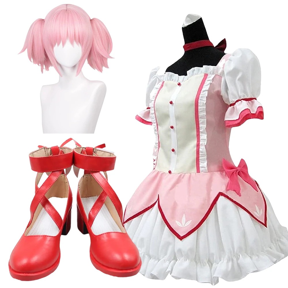 コスプレ衣魔法少女まどかマギカ鹿目まどかウィッグ靴付きイベントパーティー変演出服クリスマスパーティー