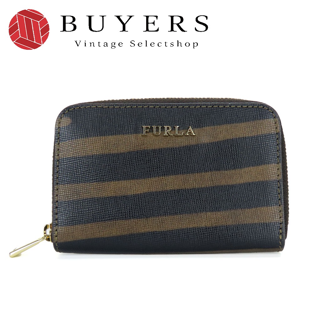 中古 コインケース レザー チャコール ブラウン ゴールド金具 普段使い 小物 キーリング付き レディース 女性