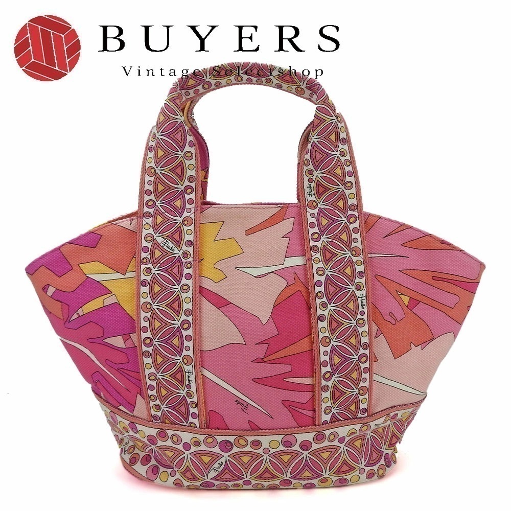 中古 エミリオプッチ トートバッグ プッチ柄 キャンバス ピンク カジュアル 普段使い レディース 女性 Emilio Pucci tote bag canvas