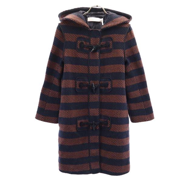 ボーダー ウールブレンド ダッフルコート 34 ネイビー系 レディース 11,959円