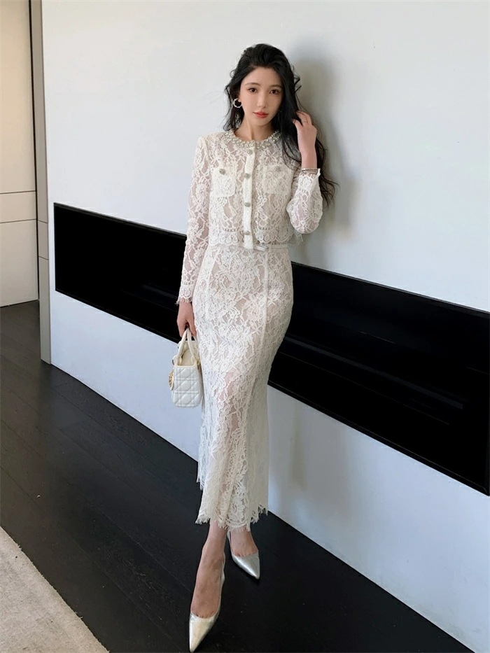 スカート マーメイドスカート レディース 春夏 レーススカート ロングスカート 総レース ロング丈 裏地付き 透け感 レース ボトムス エレガント フェミニン 着痩せ 可愛い きれいめ 華奢 上品 3