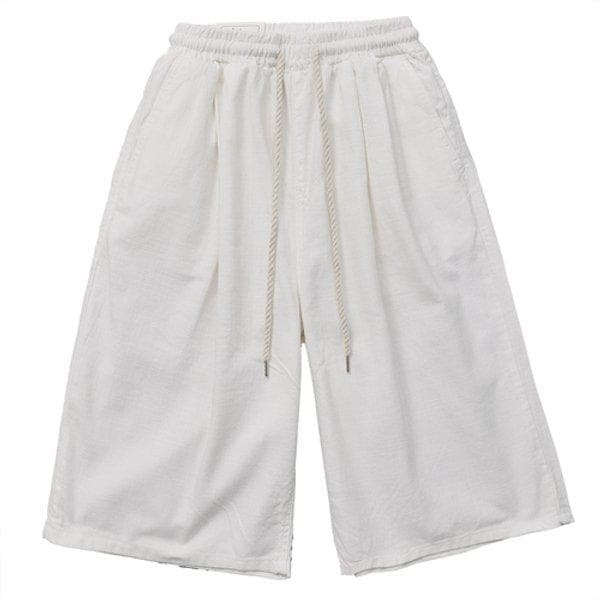 男女兼用 ツータック リネン デニム バンディング バミューダパンツ UJ-JEH-7074