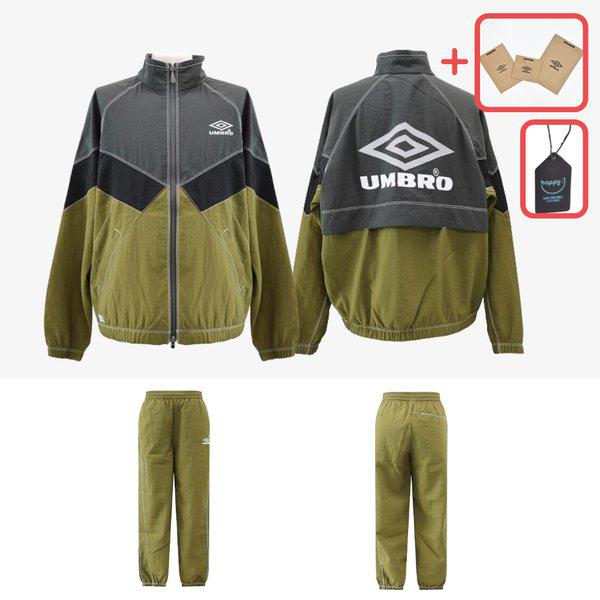 軽量ウインドブレーカーアノラックジャケット クリスピータスラン 長袖セット メンズ レディース オリーブ [デパート版] 17,665円