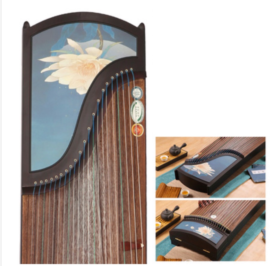 古筝 163cm 蓮の模様 プロの演奏に 中国の弦楽器