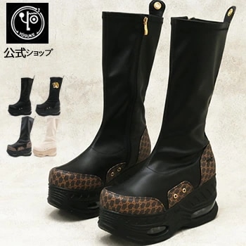 【公式SHOP特典キズ補修液付】 ヨースケ 厚底スニーカー レディース ロング ストレッチブーツ 厚底ブーツ 歩きやすい 8.8cm厚底ソール