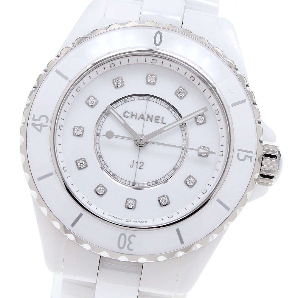 シャネル CHANEL H5703 J12 ホワイトセラミック 12Pダイヤ クォーツ レディース 良品 _902798【中古】