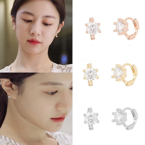 [コユンジョン着用] 925silver シャインモーション ワンタッチ リングピアス/韓国人気ファッション 韓国ジュエリー 人気ジュエリー 韓国ファッション