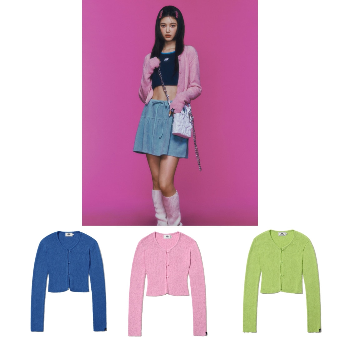 【NewJeans O!Oi】BUTTON HOLE クロップニットカーディガン