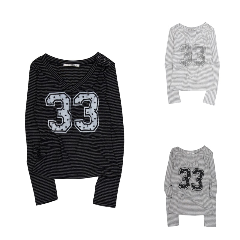 【SETUPEXE】 25FW 33 STRIPE V-NECK TOP : 3COLORS