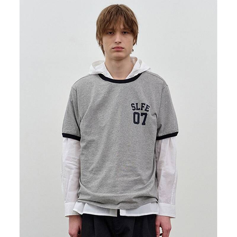 Nau コットン・リンガー半袖Tシャツ 2 メランジグレー 496239