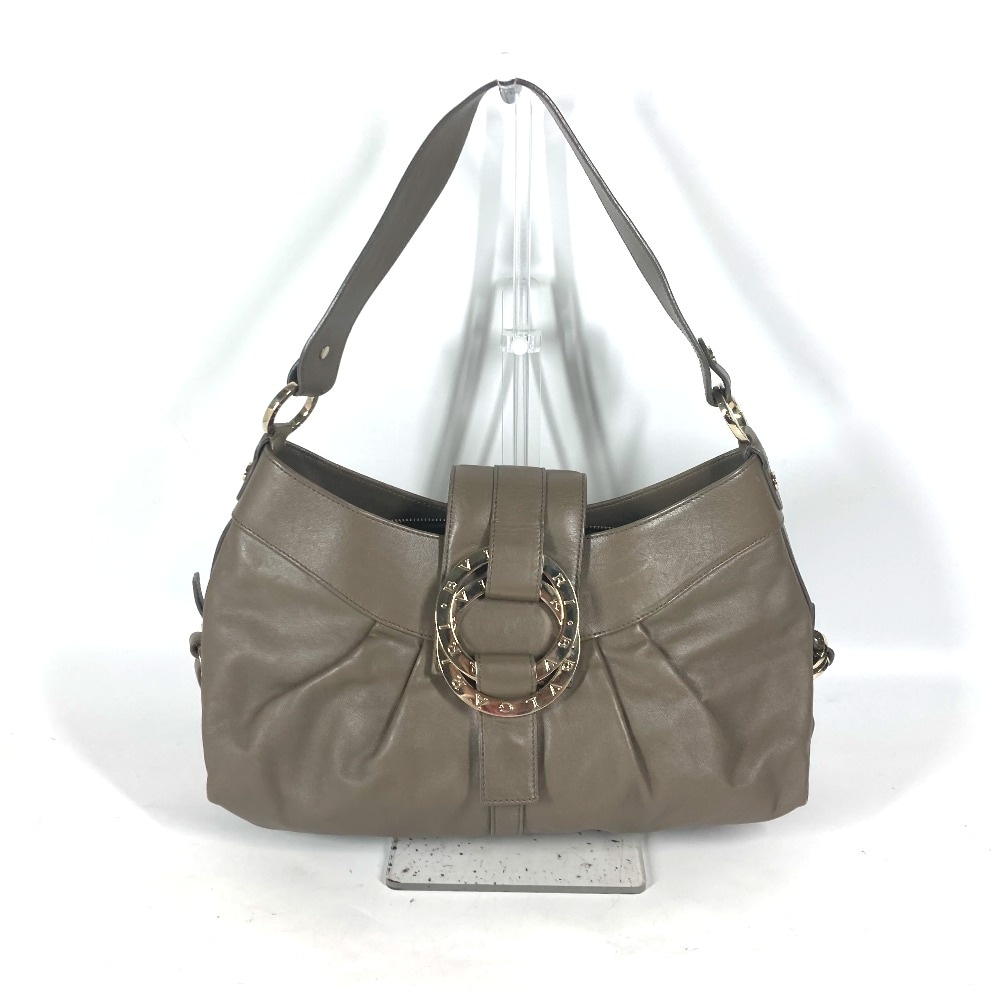 ショルダーバッグ ブルガリブルガリ ロゴ カバン 肩掛け レザー グレー