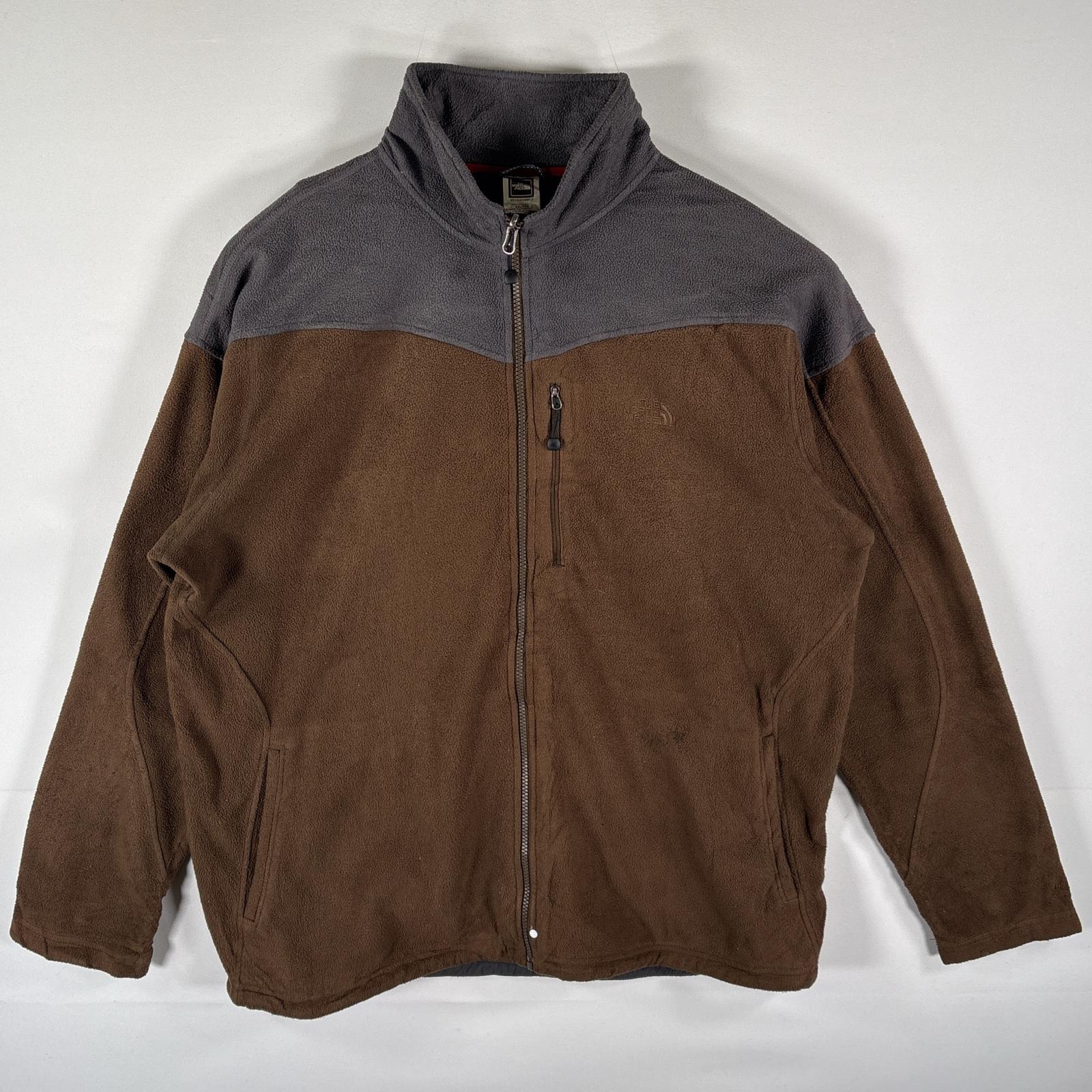 古着 フルジップフリースジャケット ワンポイント ツートンカラー 大きいサイズ XXL グレー メンズ 4,950円