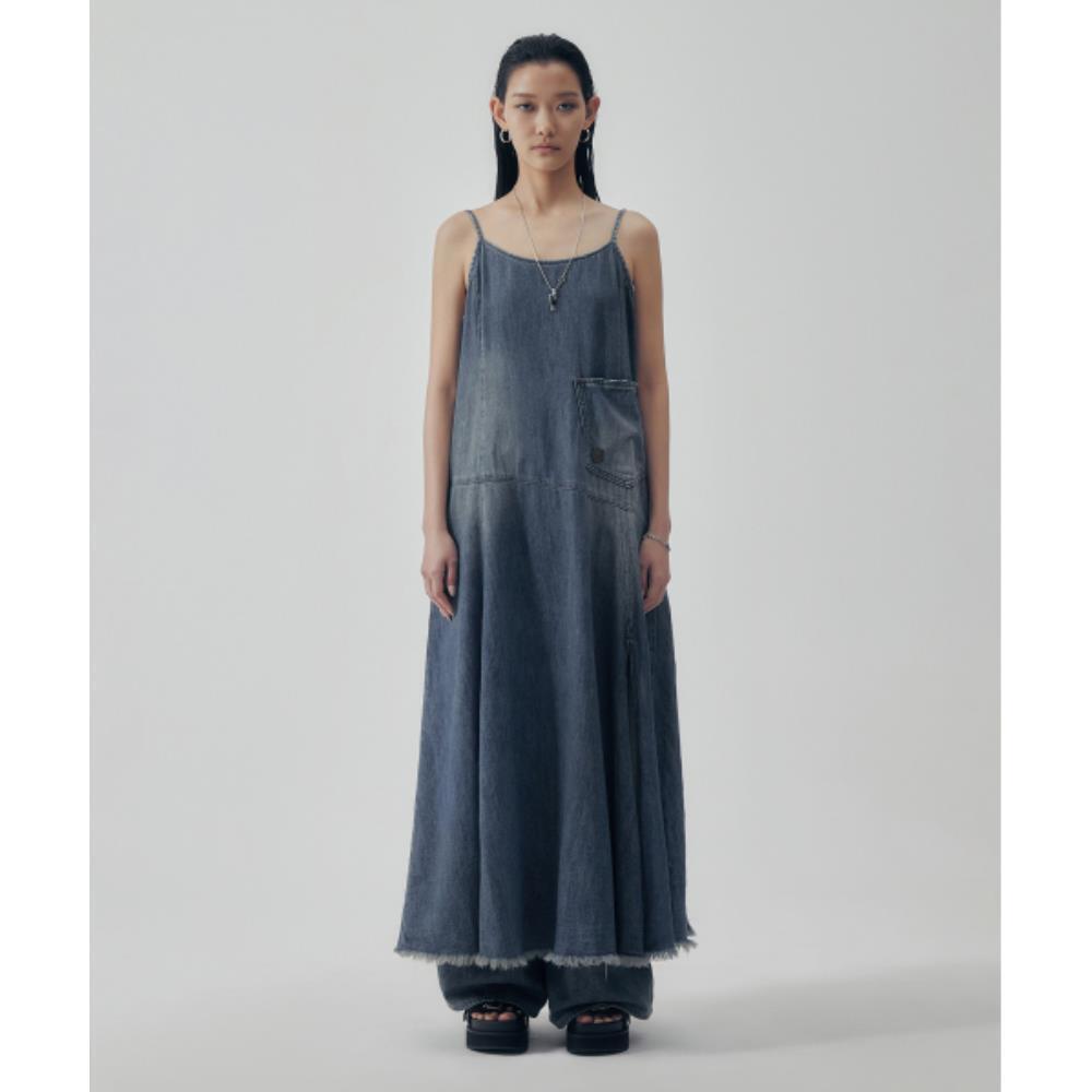 TREEMINGBIRD Strappy Denim Long Onepiece Dark Indigo T