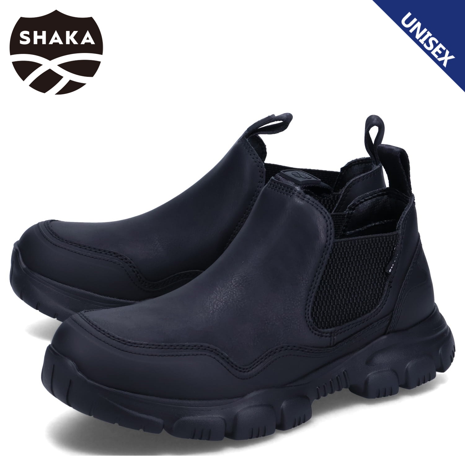 サイドゴアブーツ トレック ショート チェルシー メンズ レディース 撥水 ブラック 黒 SK-216