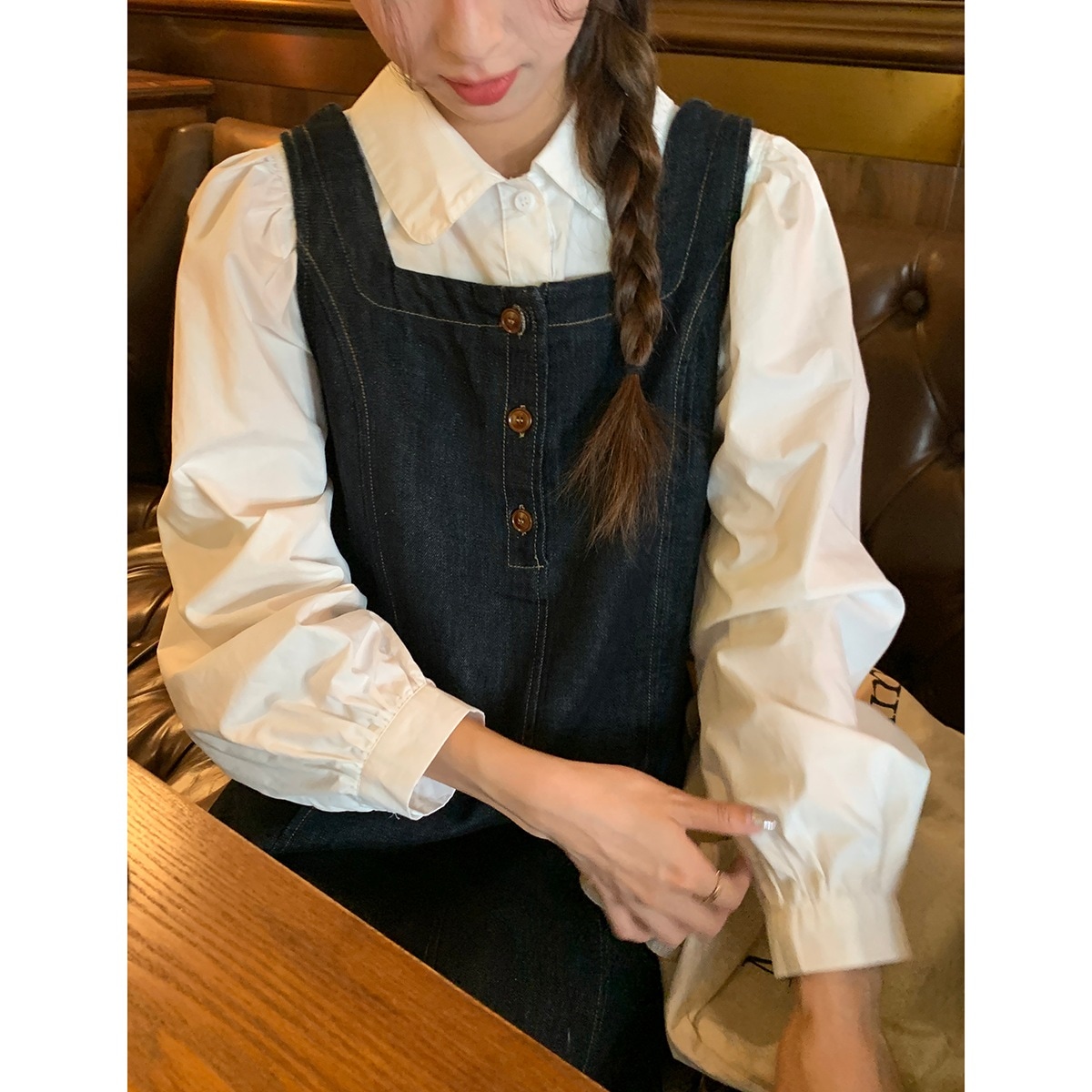 女性用レトロデニムベストスカート2024秋デザイン気質痩身釣り風デートスカート