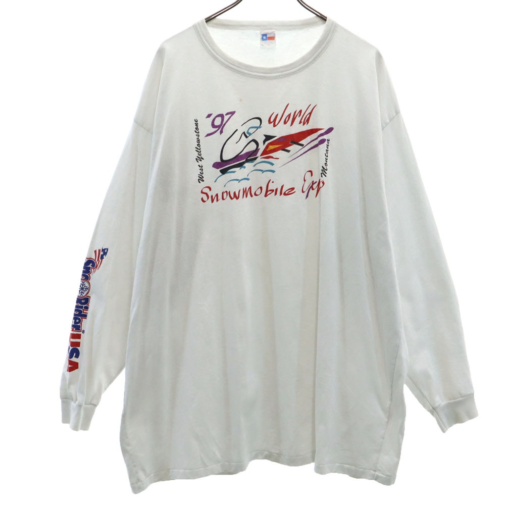 BIG TOP TS 90s USA製 オールド 袖プリ 長袖 シングルステッチ Tシャツ 4X ホワイト ロンT ビッグサイズ メンズ