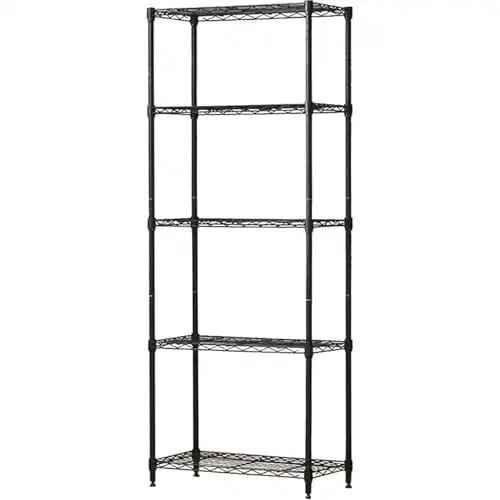ドウシシャ ルミナス互換 5段 幅60 スリムスチールラック 棚 収納 黒 ブラック 全体耐荷重325kg 幅59.5cm×奥行29.5cm×高さ151.5cm M1560305BK 頑丈 ワイヤーシ