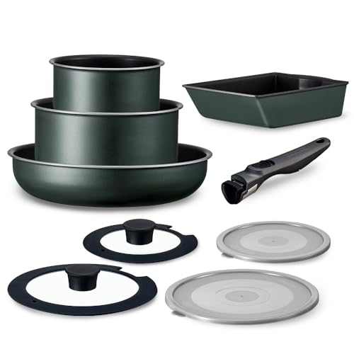 取っ手のとれるフライパン 9点セット IH/ガス火対応 TERACOAT ダークグリーン EHDC-T9S