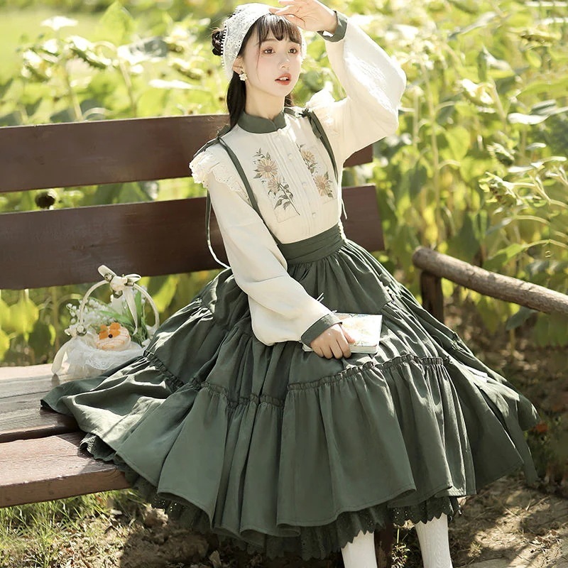 ワンピースドレスドレス森スタイル改良日常漢要素ツーピーススーツ女性用