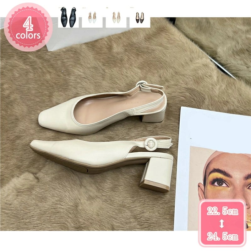 1000円OFFクーポン バックストラップ パンプス スクエアトゥ 太ヒール レディース 痛くない 歩きやすい ファッション チャンキーヒール サンダル ストラップ 低反発インソール オフィス 通勤