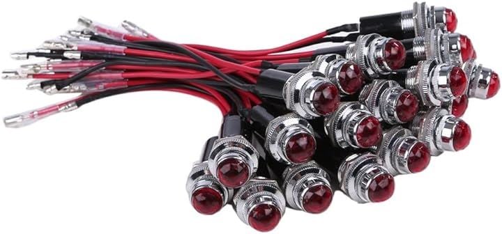 24V LED パイロット ランプ ダイヤカット 20個セット 16mm 16φ インジケーター ライト シグナル カスタム パーツ 汎用品 (レッド)