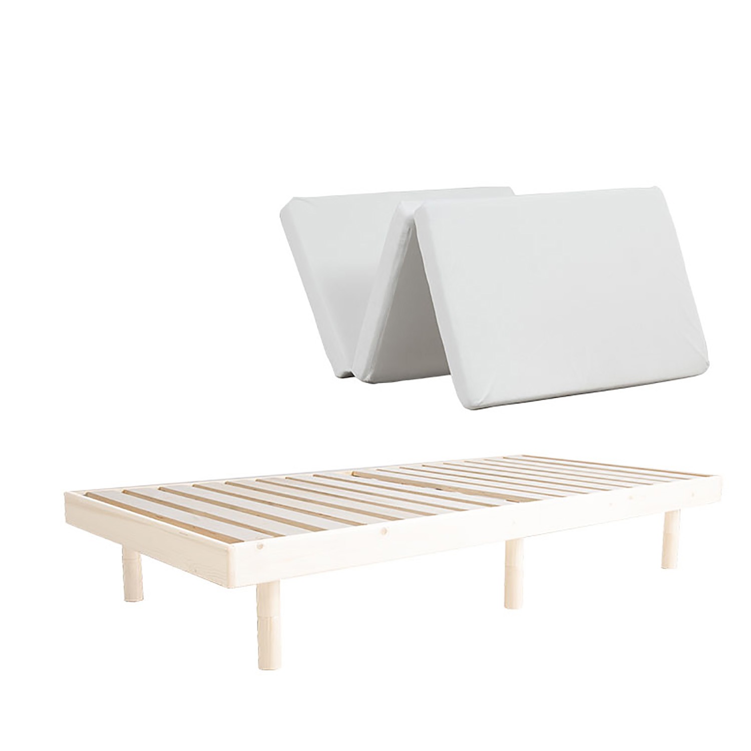 すのこベッド ベッド シングル マットレス付き マット付ウレタンマットレスセット 3段階高さ調節 頑丈 パイン材 天然木 天然木フレーム