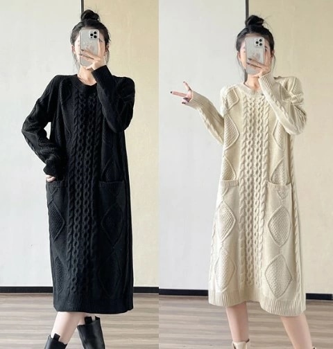 ニットワンピース 厚手 長袖 フリル 体型カバー 着痩せ カットソー 無地 大きいサイズ レディース 秋冬 結婚式 きれいめ タイト フォーマル 大人 上品 チュニック one-piece