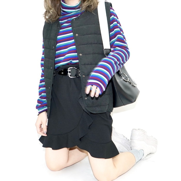 Black Padding Vest A,D,G レディース アウター