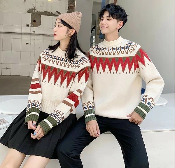 セーター ペアルック メンズ レディース Merry Christmas お祝い プレゼント クリスマス セーター ニット ベージュ 秋冬 カップル 恋人 親友 友達 韓国 おしゃれ 通勤 可愛い 暖