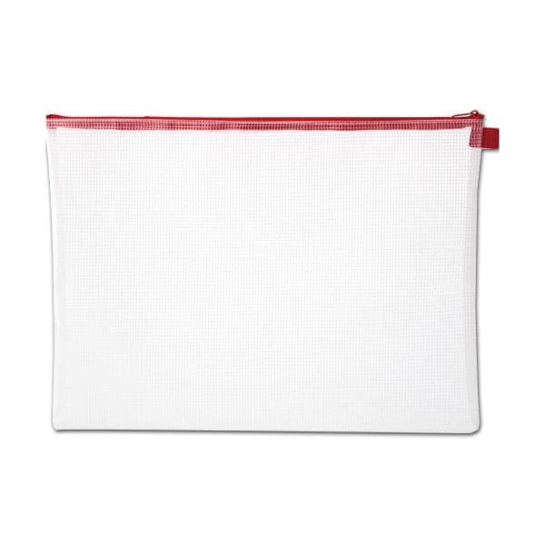 （まとめ）TANOSEE メッシュケース B4タテ305ヨコ410mm 赤 1セット（20枚）3セット