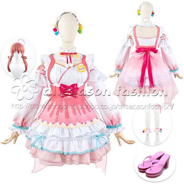 バーチャルライバー VTuber 風 櫻巫女/さくらみこ コスプレ衣装 ウィッグ 靴 コスチューム 演出服 アニメ ゲーム cosplay 変装