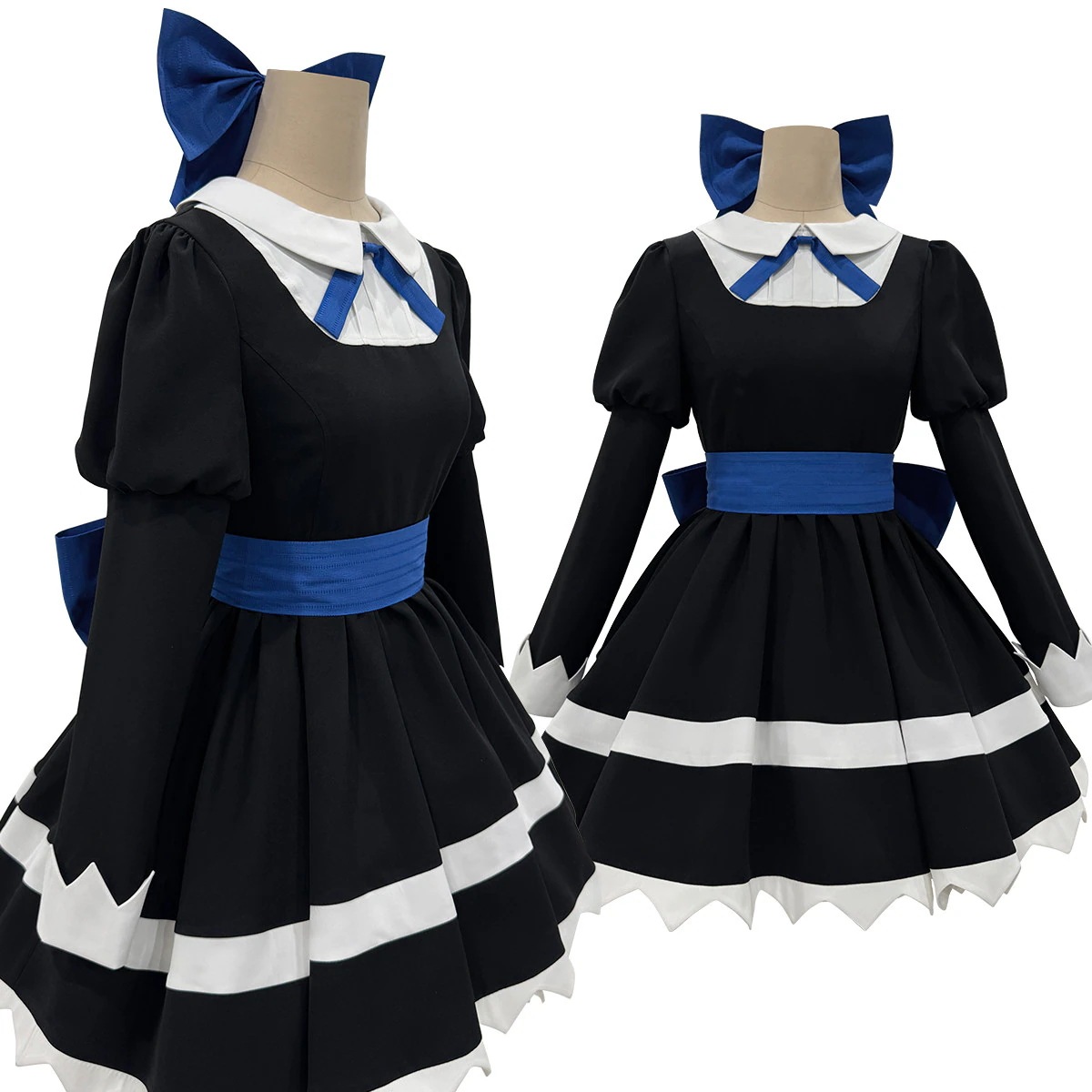 [2026 新作]HOLOUNCOSER パンティ＆ストッキングwithガーターベルト ストッキング アナーキー コスプレ 衣装 黒いゴシックロリータドレス リボン付 C服 フルセット 仮装 ハロウィ