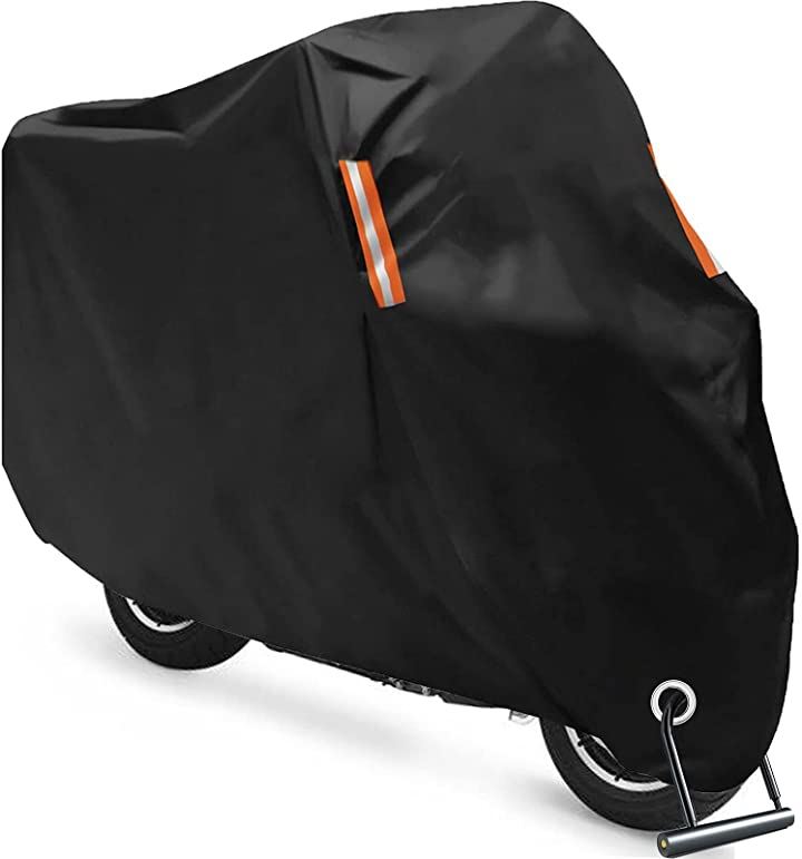 バイクカバー 厚手 420Dオックスフォード素材 バイク用 6L-265x105x125cm -ブラ