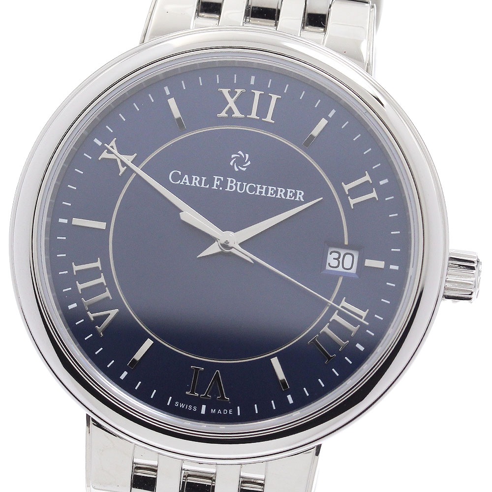 カール F.ブヘラ CARL F.BUCHERER 00.10314.08.55.21 アダマビ デイト 自動巻き メンズ 極美品 保証書付き_918503【中古】