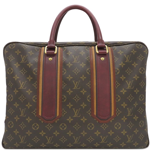 ルイヴィトン LOUIS VUITTON ビジネスバッグ アントラシット ポルト ドギュマン モノグラムキャンバス モノグラム×レッド ゴールド金具 茶 ブリーフケース ネームタグ・鍵1本欠品 M95