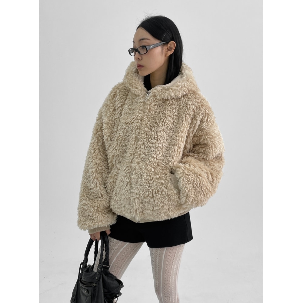 ブラックアップフラットミーフリースパーカーファージャンパー