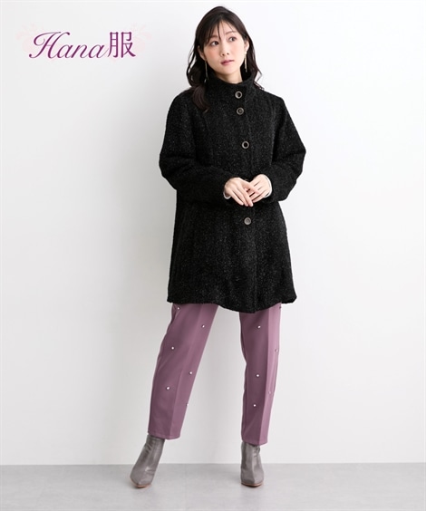 ダウンジャケット・コート ラメ入スタンドカラーコート Hana服